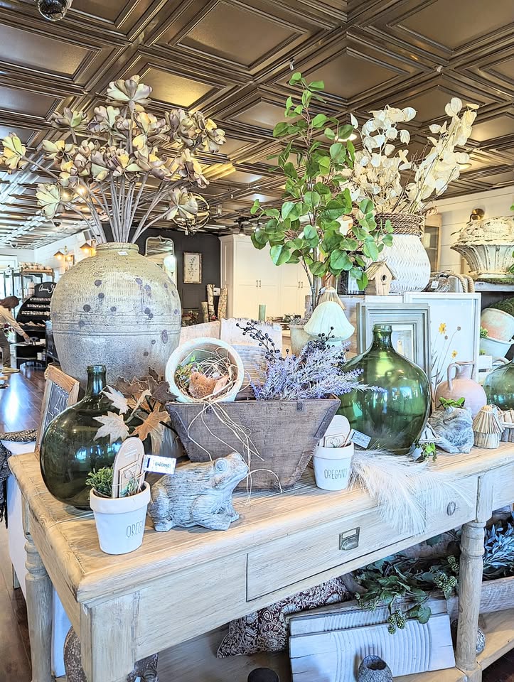 Vintage Begonia studio interior with chalk-painted furniture and decor